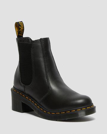 Black Women's Dr Martens Cadence Leather Heeled Heeled Boots | CA 136UZG